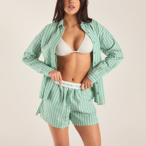 Lounge Underwear Pinstripe Shorts - Green