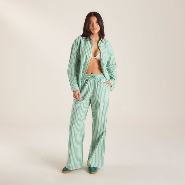 Lounge Underwear Pinstripe Trousers - Green