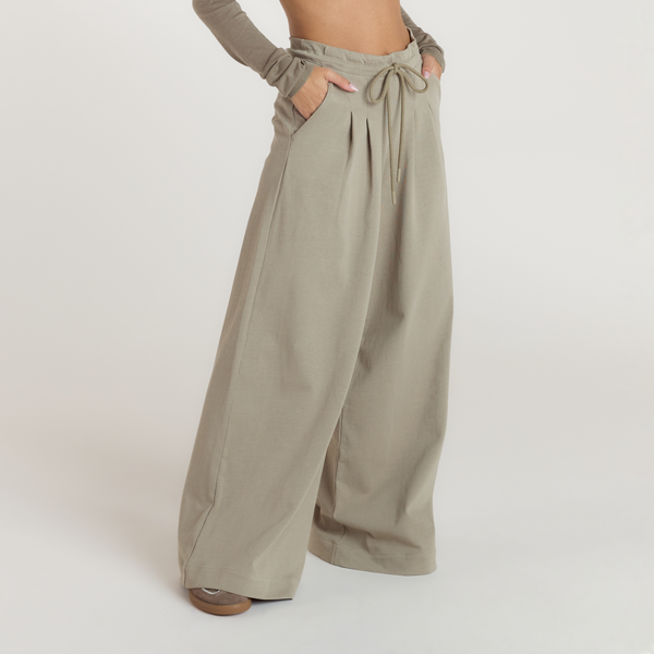 Lounge Underwear Pleated Wide-Leg Trousers - Thyme