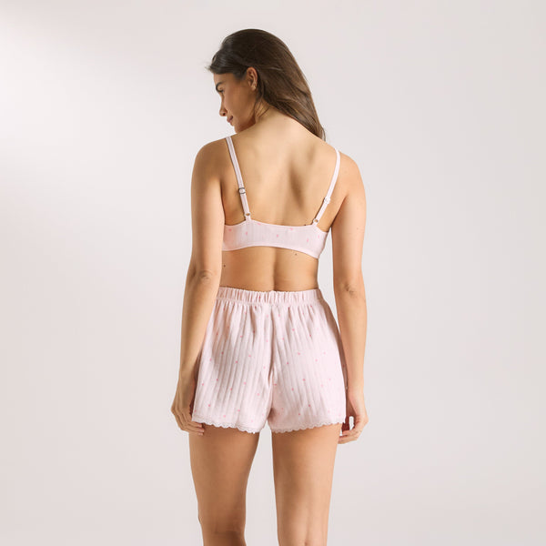 lounge underwear Pointelle Bralette - Pink Floral