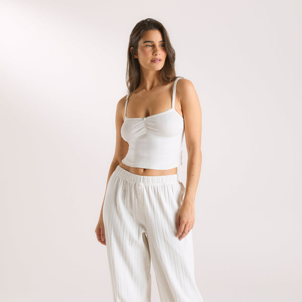 Lounge Underwear Pointelle Cami Pyjama Top - Cream