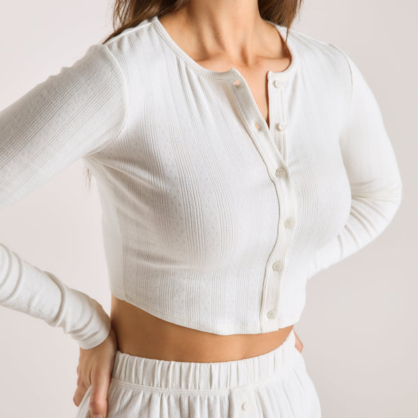 Lounge Underwear Pointelle Cardigan - Cream