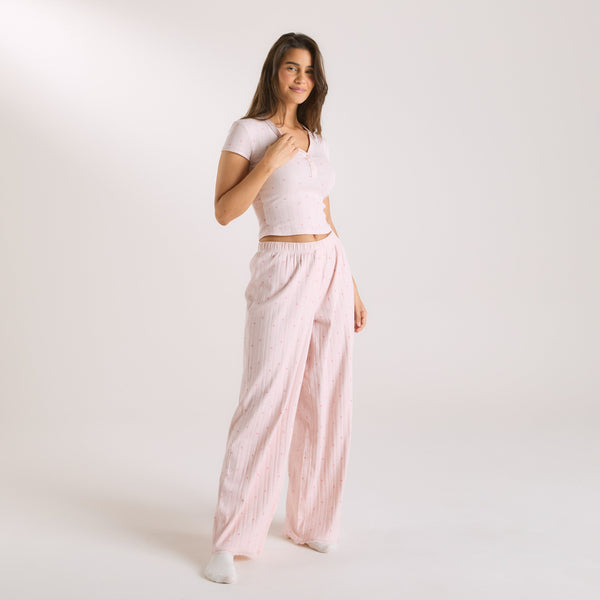 Lounge Underwear Pointelle Pyjama Top - Pink Floral