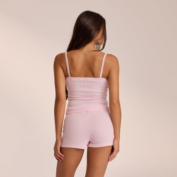 Lounge Underwear Pointelle Strappy Pyjama Top - Pink
