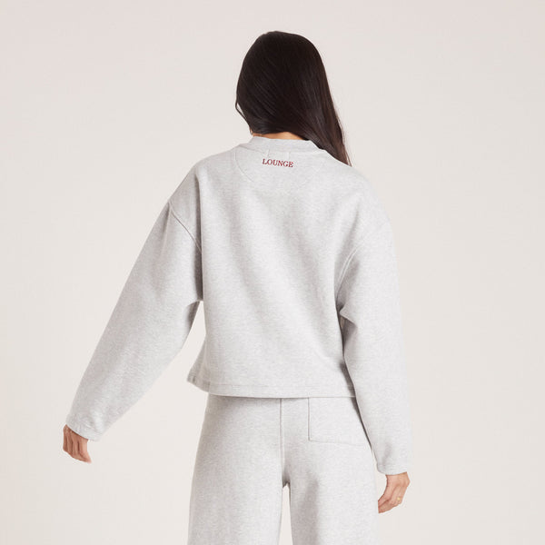 lounge underwear Quarter Zip Jumper - Grey Marl