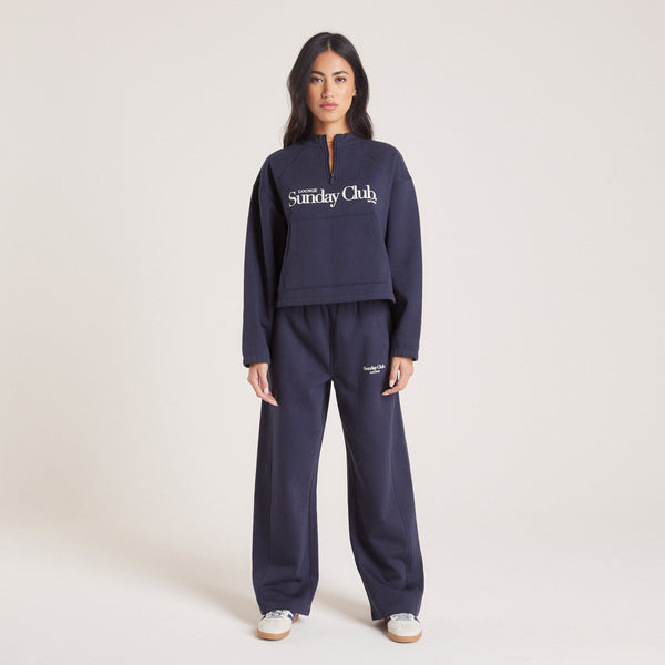 Lounge Underwear Quarter Zip Jumper - Ink Blue