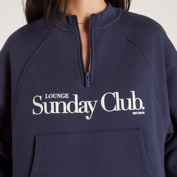 Lounge Underwear Quarter Zip Jumper - Ink Blue