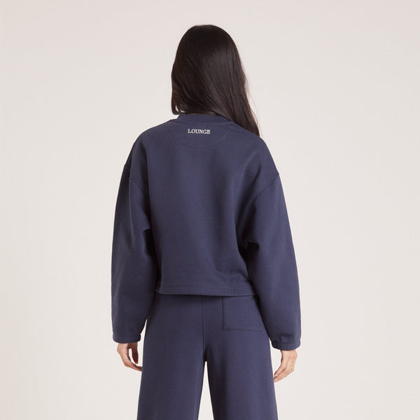 lounge underwear Quarter Zip Jumper - Ink Blue