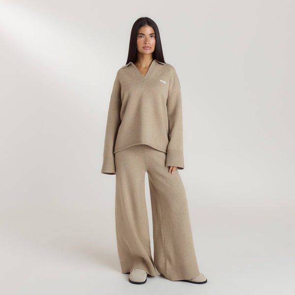 Lounge Underwear Ribbed Hem Knitted Trousers - Mink