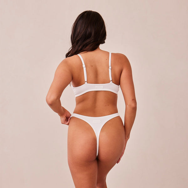 lounge underwear Ribbed Triangle Bra - White