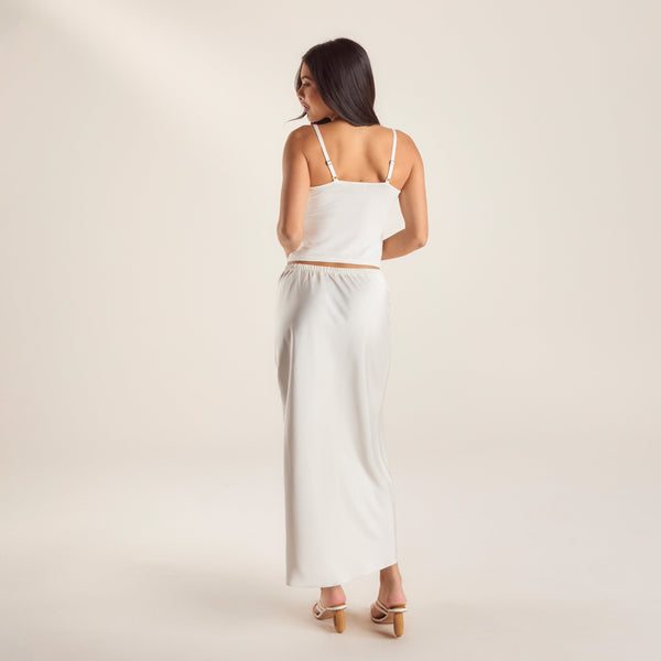 Lounge Underwear Satin Maxi Skirt - Off White