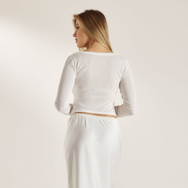 Lounge Underwear Sheer Knitted Cardigan - Off White