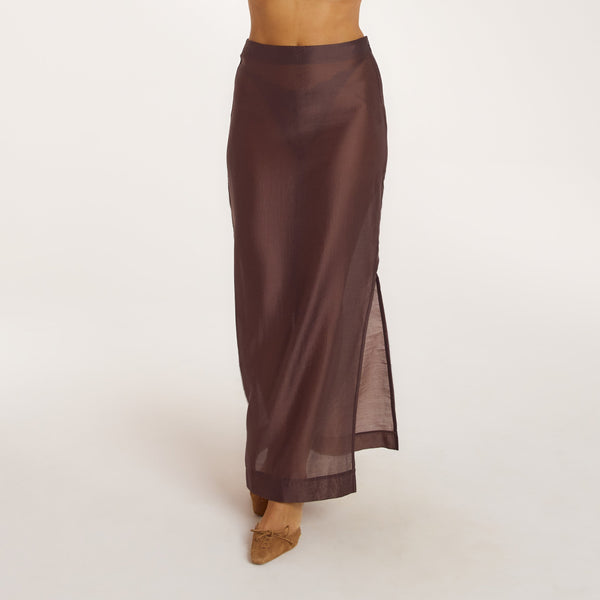 lounge underwear Sheer Maxi Skirt - Chocolate