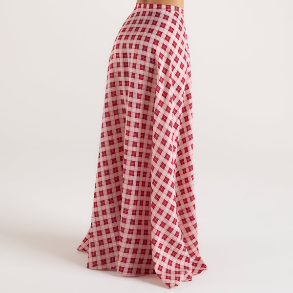 Lounge Underwear Sheer Maxi Skirt - Red Check