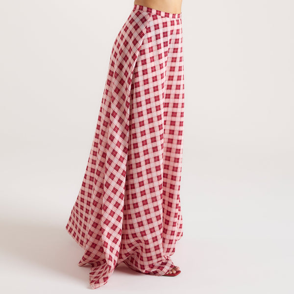 lounge underwear Sheer Maxi Skirt - Red Check