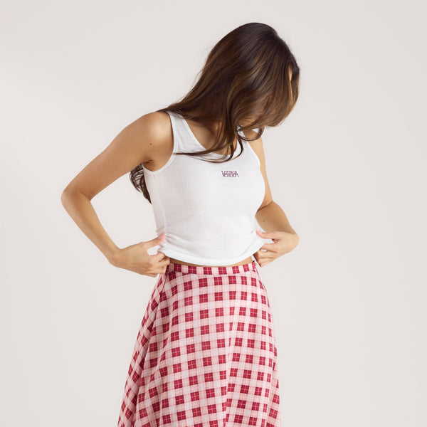 Lounge Underwear Sheer Ribbed Vest Top - White