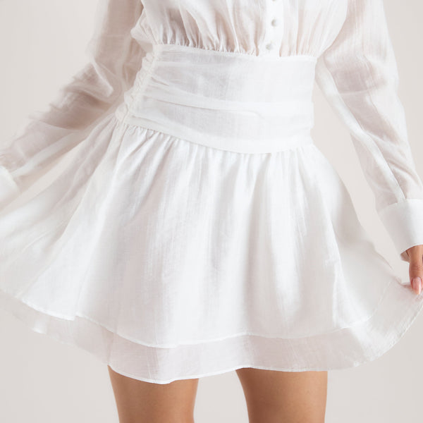 Lounge Underwear Sheer Shirt Dress - White