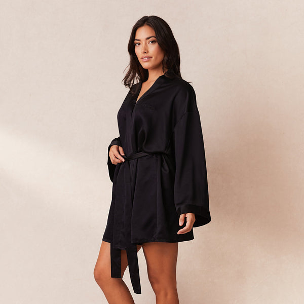 Lounge Underwear Signature Satin Robe - Black