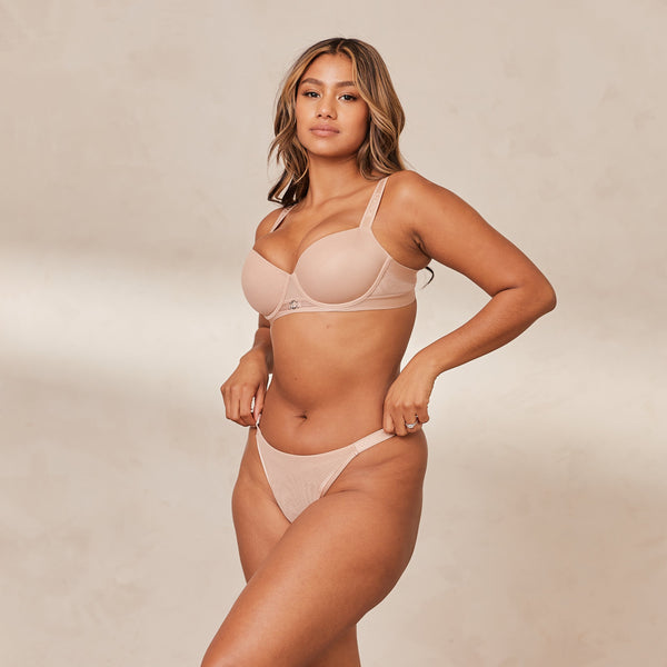 Lounge Underwear Smooth Mesh T-shirt Bra - Taupe