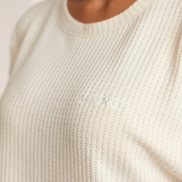 Lounge Underwear Soft Waffle Pyjama Top - Cream