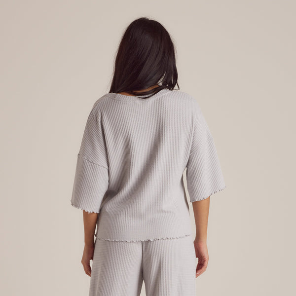 lounge underwear Soft Waffle Pyjama Top - Frost
