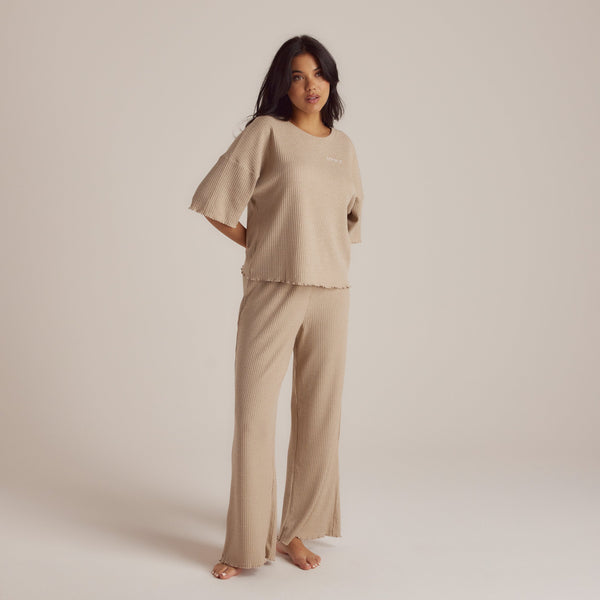 Lounge Underwear Soft Waffle Pyjama Top - Mink