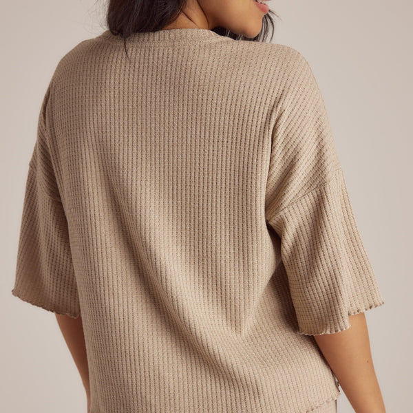 lounge underwear Soft Waffle Pyjama Top - Mink