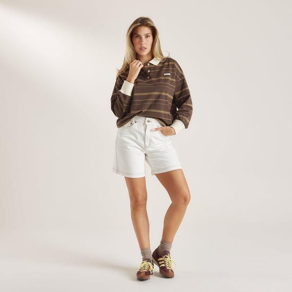 Lounge Underwear Striped Rugby Shirt - Chocolate