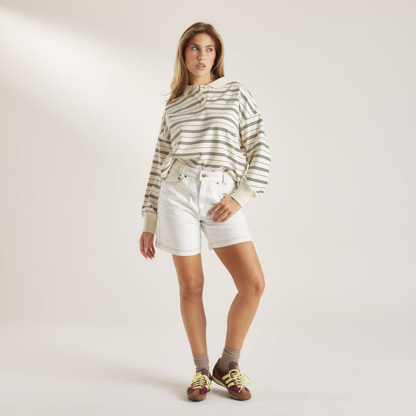 Lounge Underwear Striped Rugby Shirt - Cream