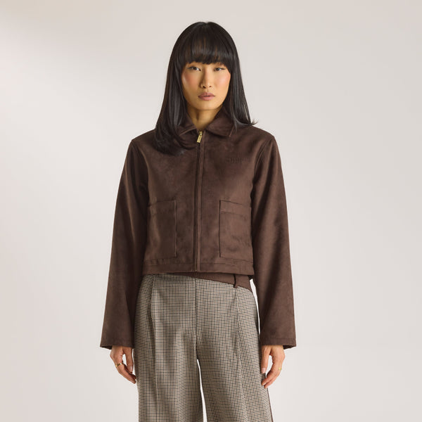 Lounge Underwear Suedette Jacket - Chocolate