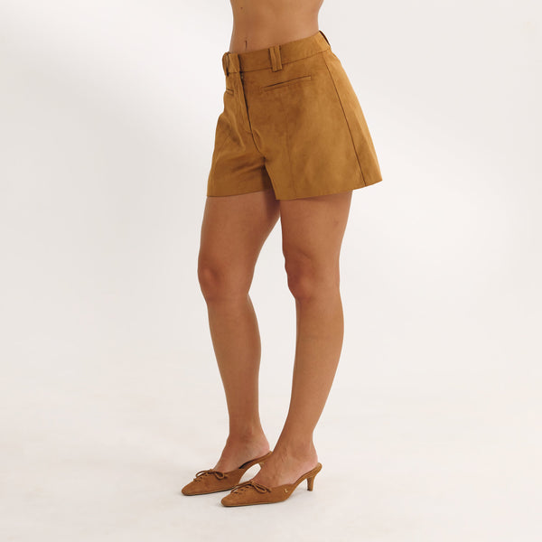Lounge Underwear Suedette Shorts - Tan