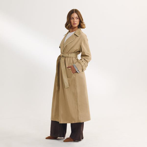 lounge underwear Suedette Trim Trench Coat - Sand