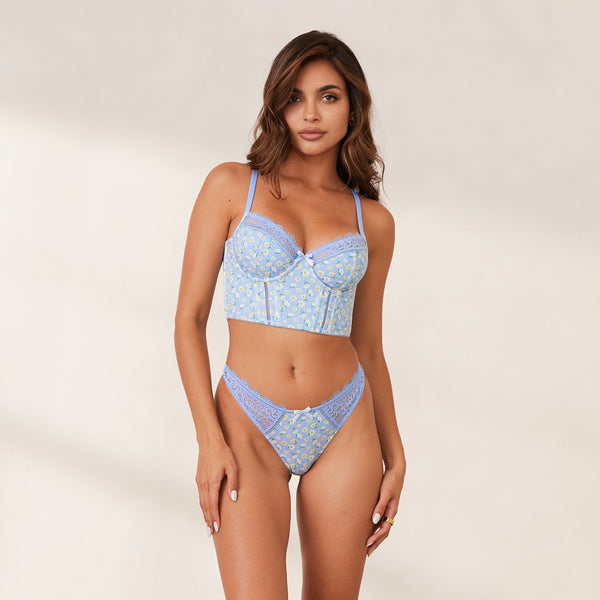 Lounge Underwear Sweet Longline Bra - Blue Floral