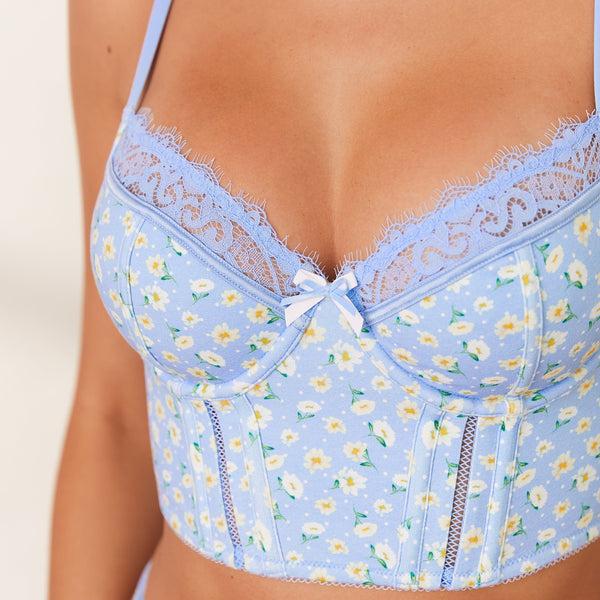 Lounge Underwear Sweet Longline Bra - Blue Floral