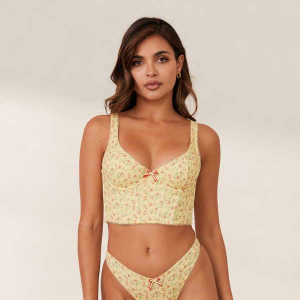 lounge underwear Sweet Longline Bra - Lemon Floral