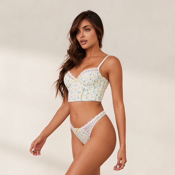 Lounge Underwear Sweet Longline Bra - White Floral