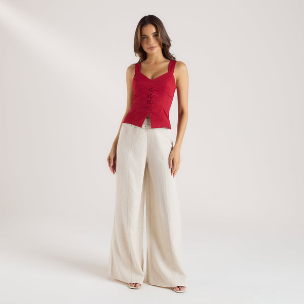 Lounge Underwear Tailored Linen Trousers - Cream
