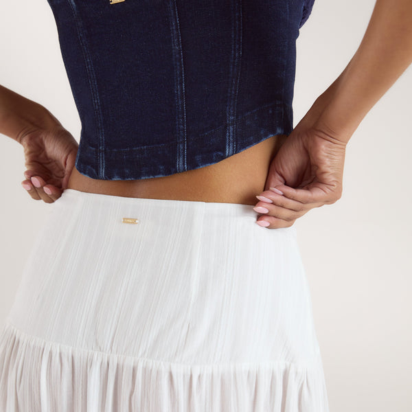 Lounge Underwear Tiered Maxi Skirt - White