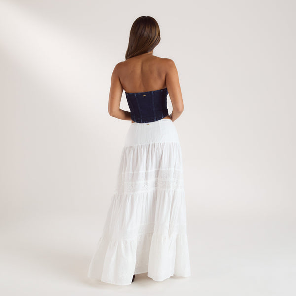 lounge underwear Tiered Maxi Skirt - White