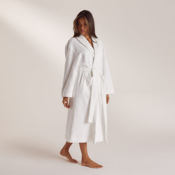 Lounge Underwear Towelling Dressing Gown - White