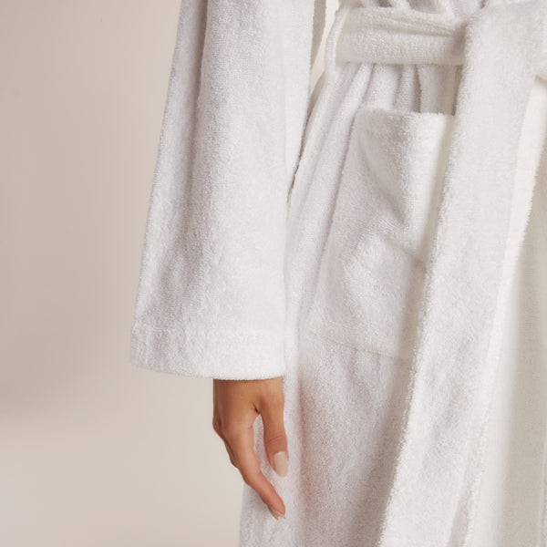 Lounge Underwear Towelling Dressing Gown - White