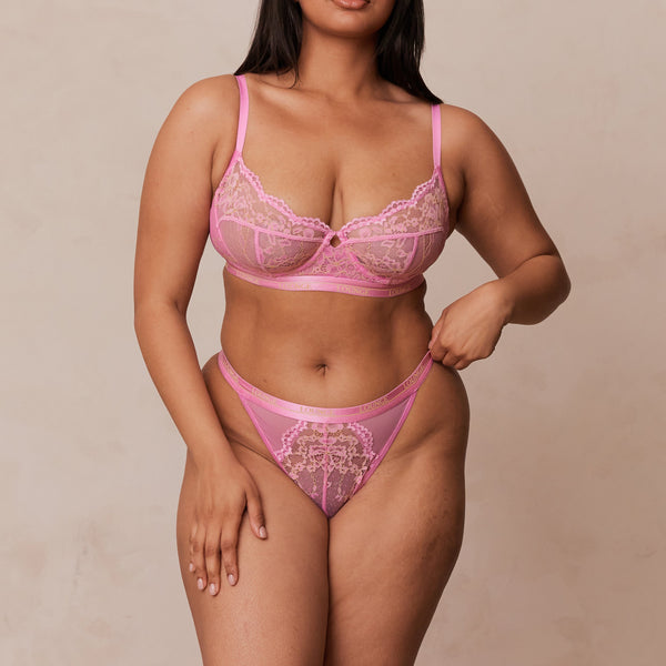 Lounge Underwear Two-tone Blossom Balcony Bra - Pink