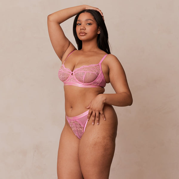 Lounge Underwear Two-tone Blossom Balcony Bra - Pink