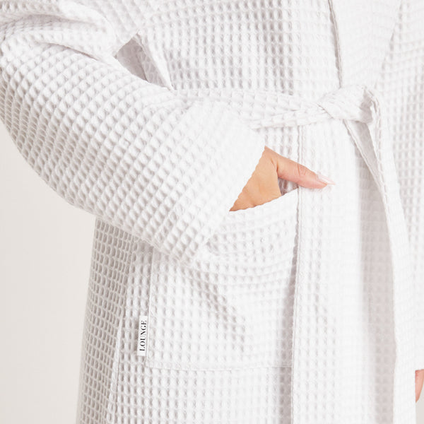 Lounge Underwear Waffle Dressing Gown - White