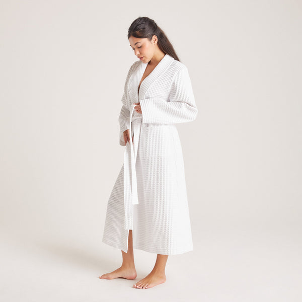 lounge underwear Waffle Dressing Gown - White