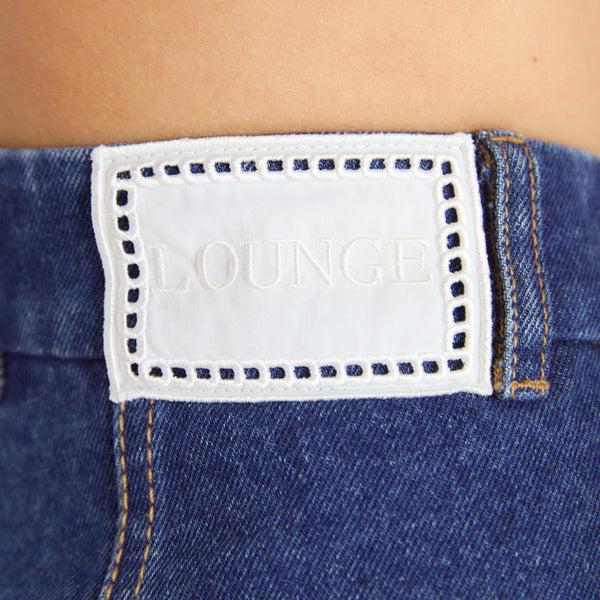 Lounge Underwear Wide-Hem Denim Shorts - Blue