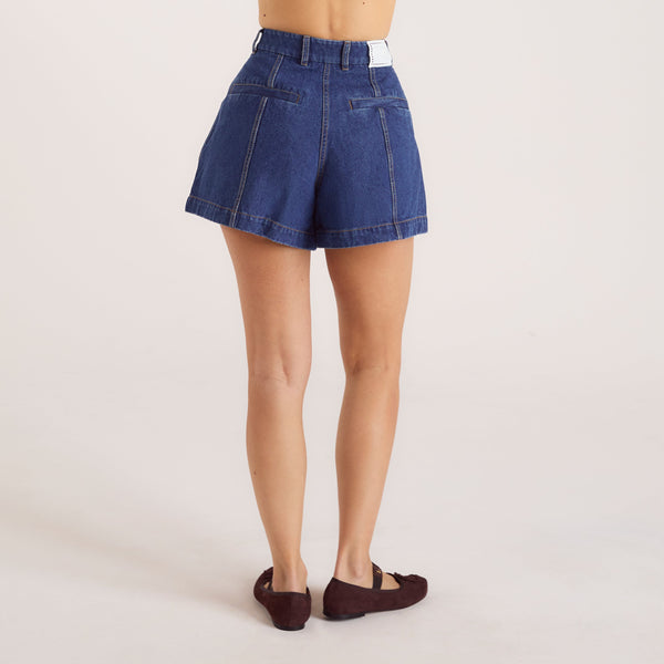 lounge underwear Wide-Hem Denim Shorts - Blue