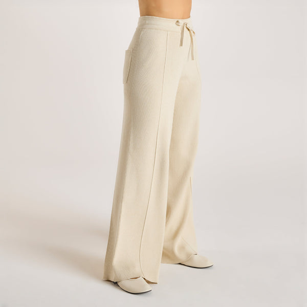 Lounge Underwear Wide Leg Knitted Trousers - Cream