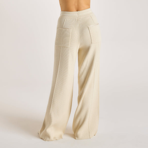 lounge underwear Wide Leg Knitted Trousers - Cream