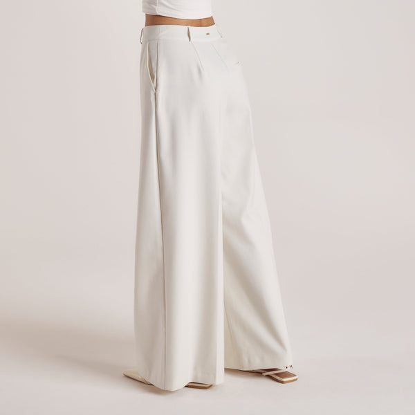 Lounge Underwear Wide-Leg Tailored Trousers - Cream